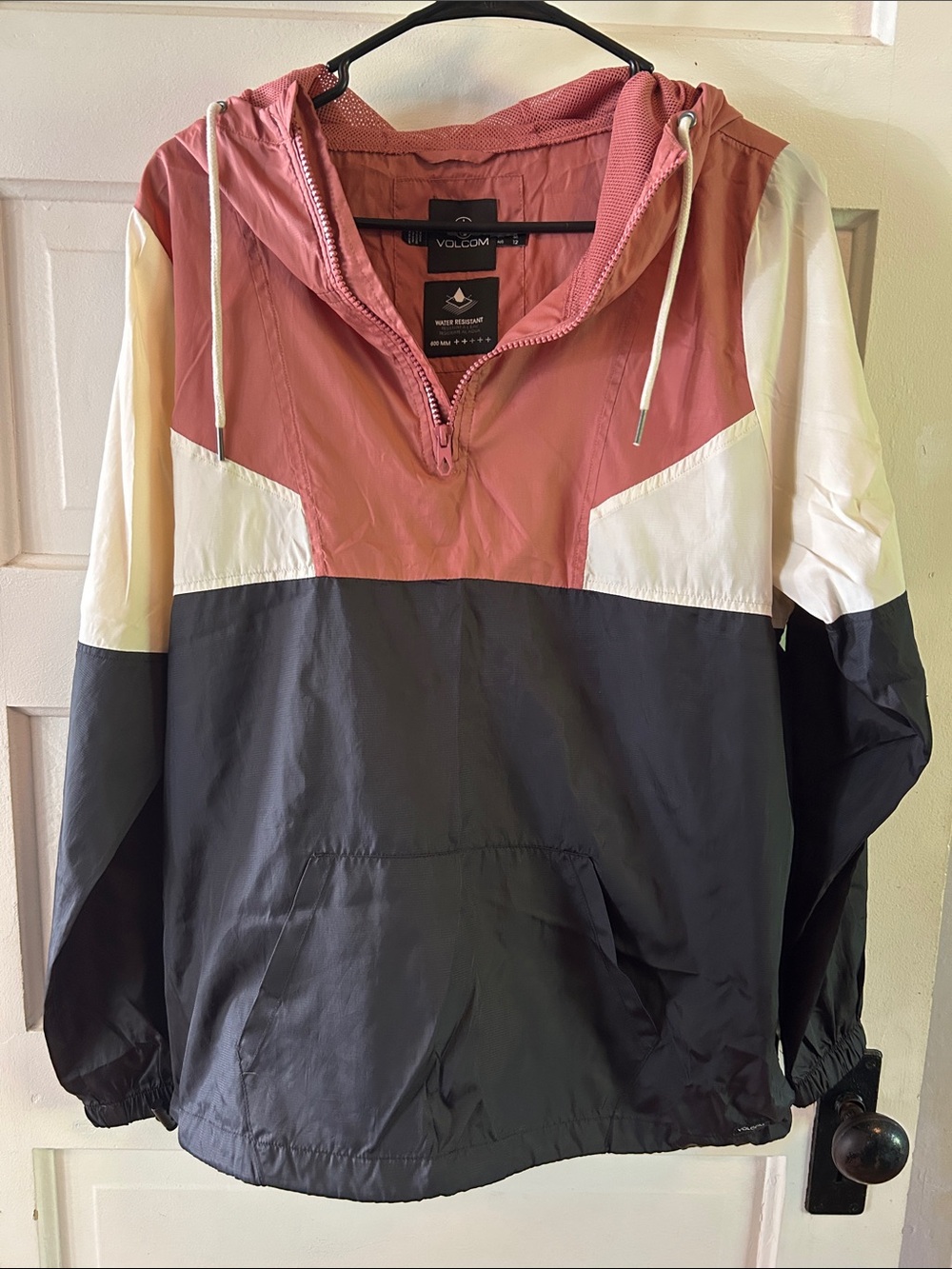 Volcom Orange, White & Black Colorblock Pullover Windbreaker Sz M